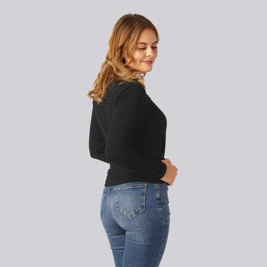 Svart långärmad t-shirt i bambu för kvinnor