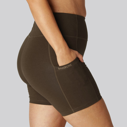 Bruna bambu fitnessshorts för damer