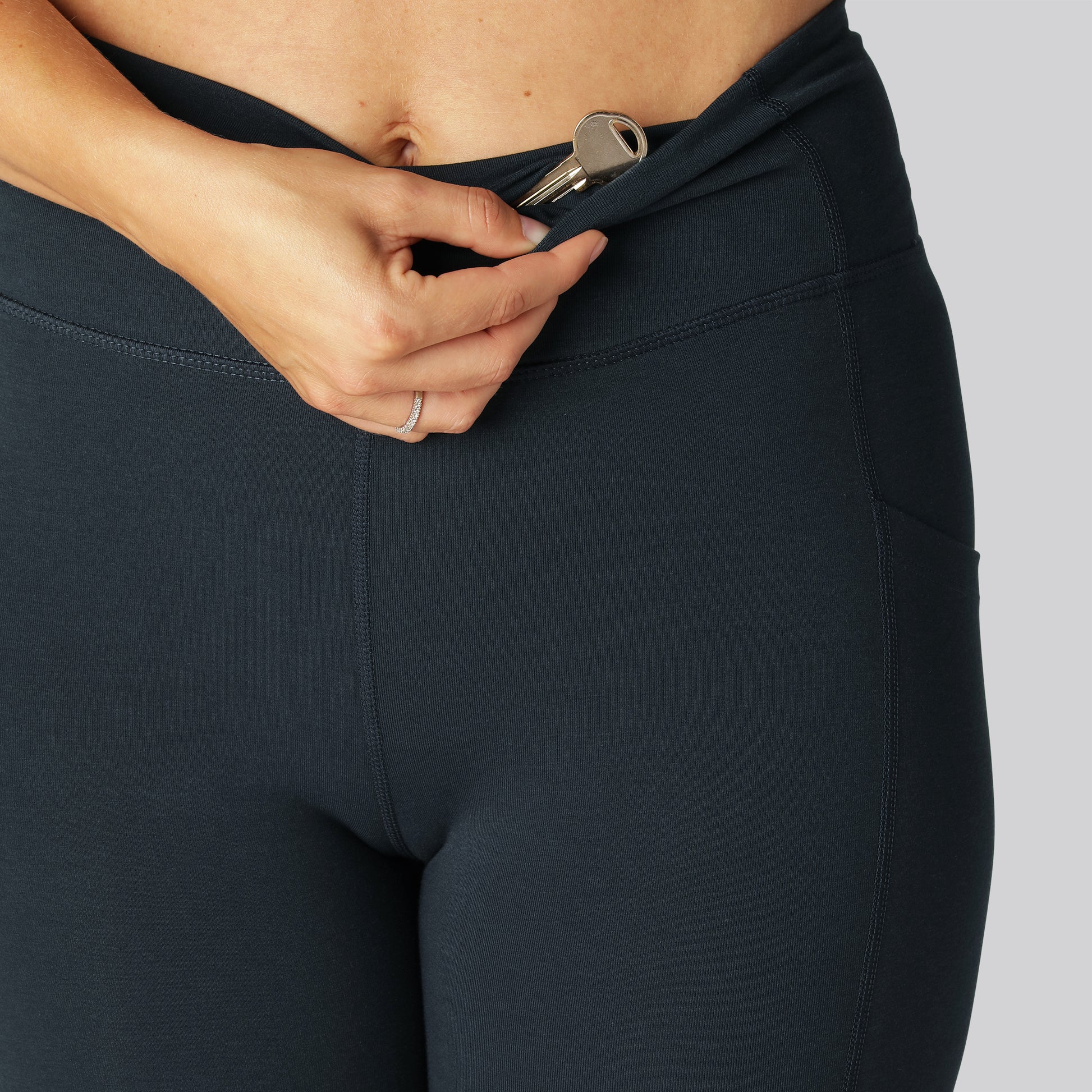 Marinblå 3/4-tights i bambu för damer