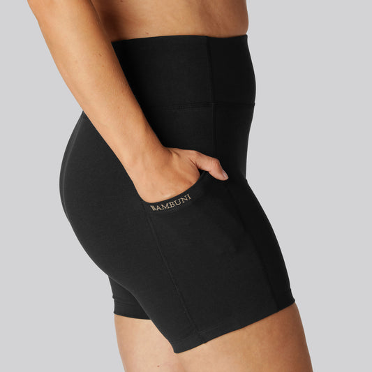 Svarta träningsshorts i bambu för kvinnor