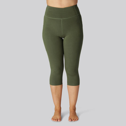 Grönt bambu fitness 3/4 tights för kvinnor