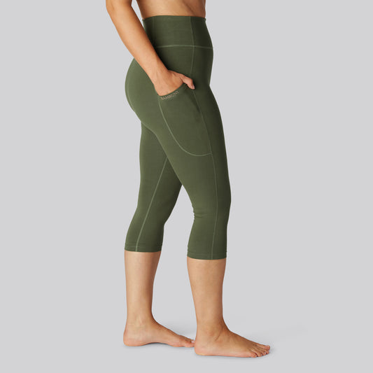 Grönt bambu fitness 3/4 tights för kvinnor