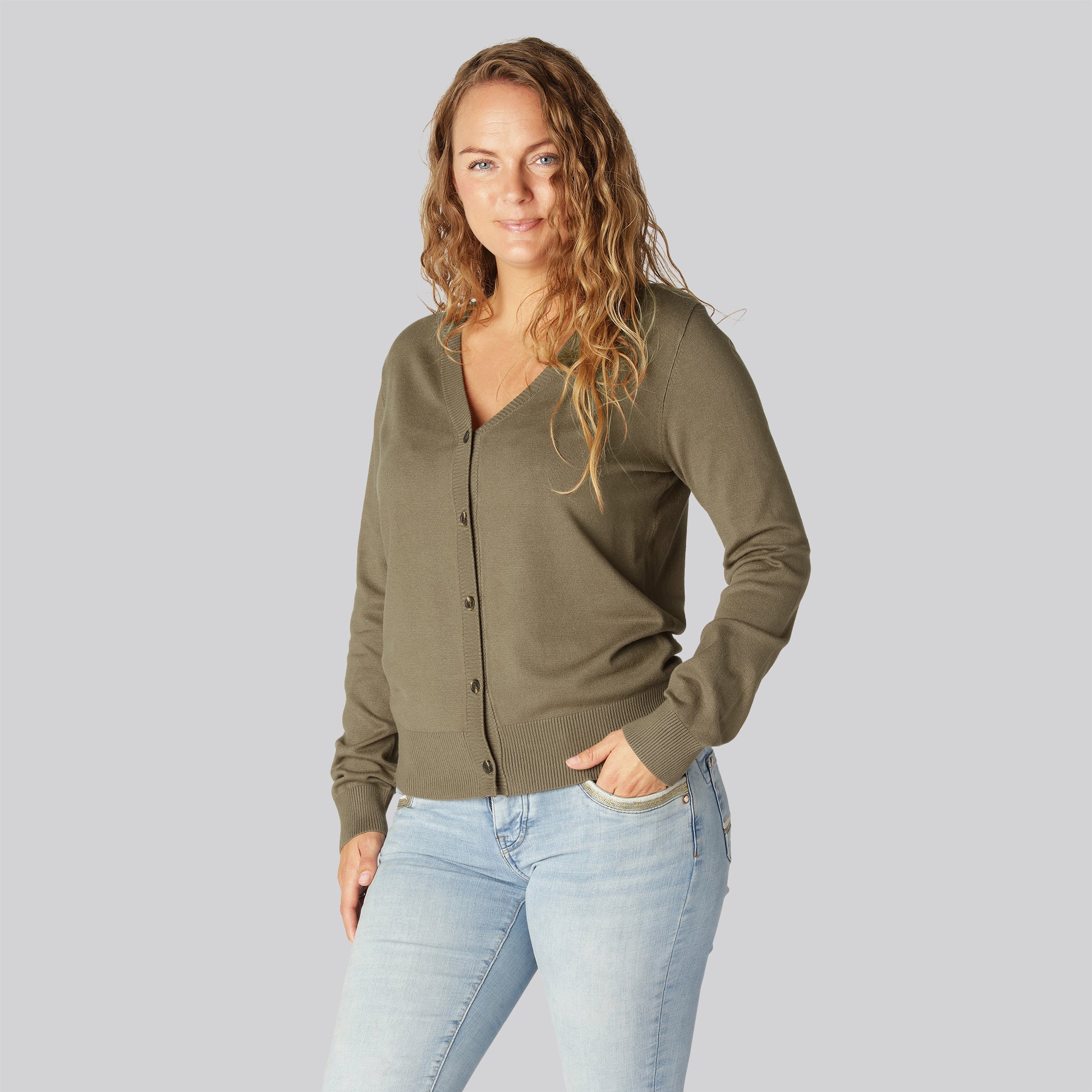 Sandfärgad bambukofta för kvinnor