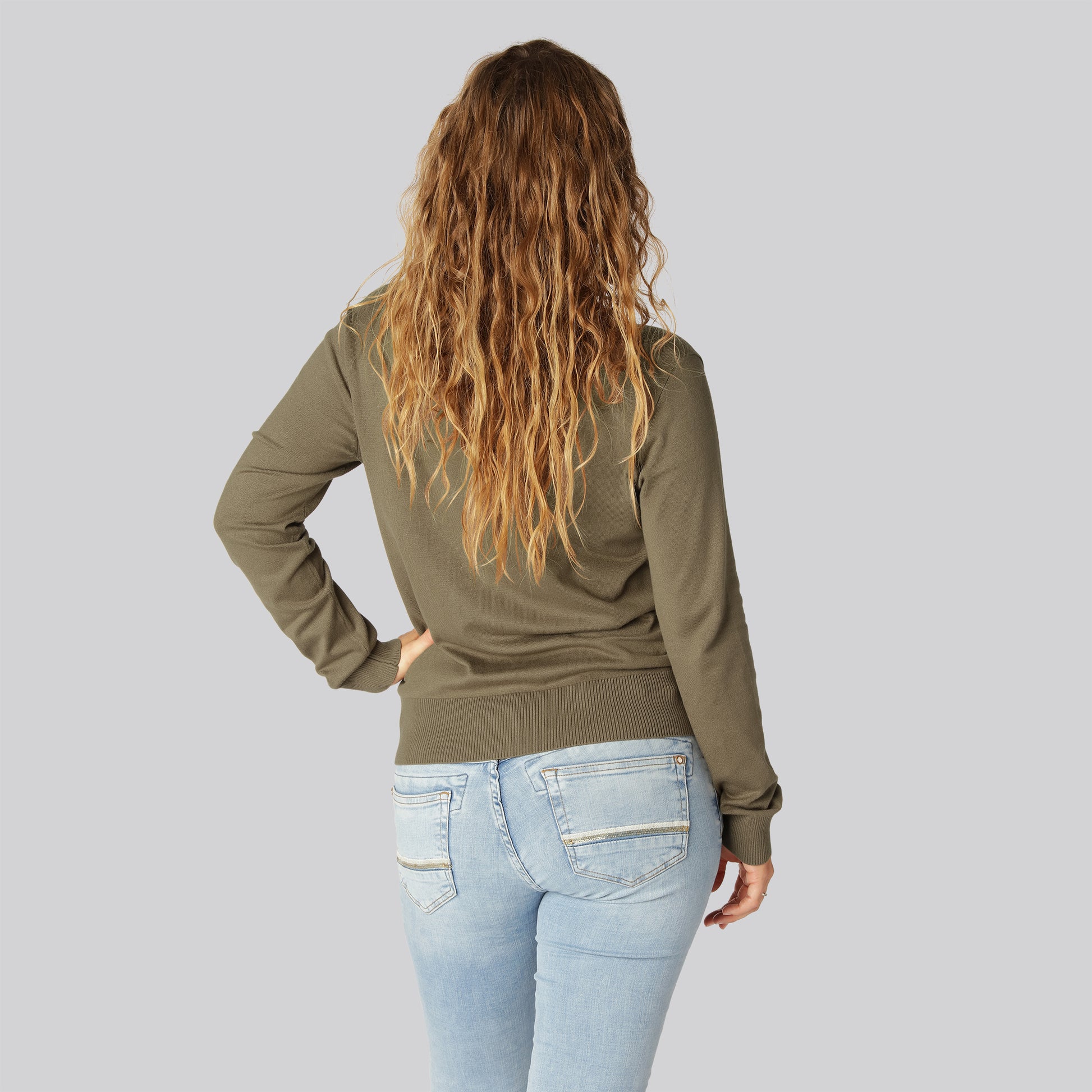 Sandfärgad bambukofta för kvinnor