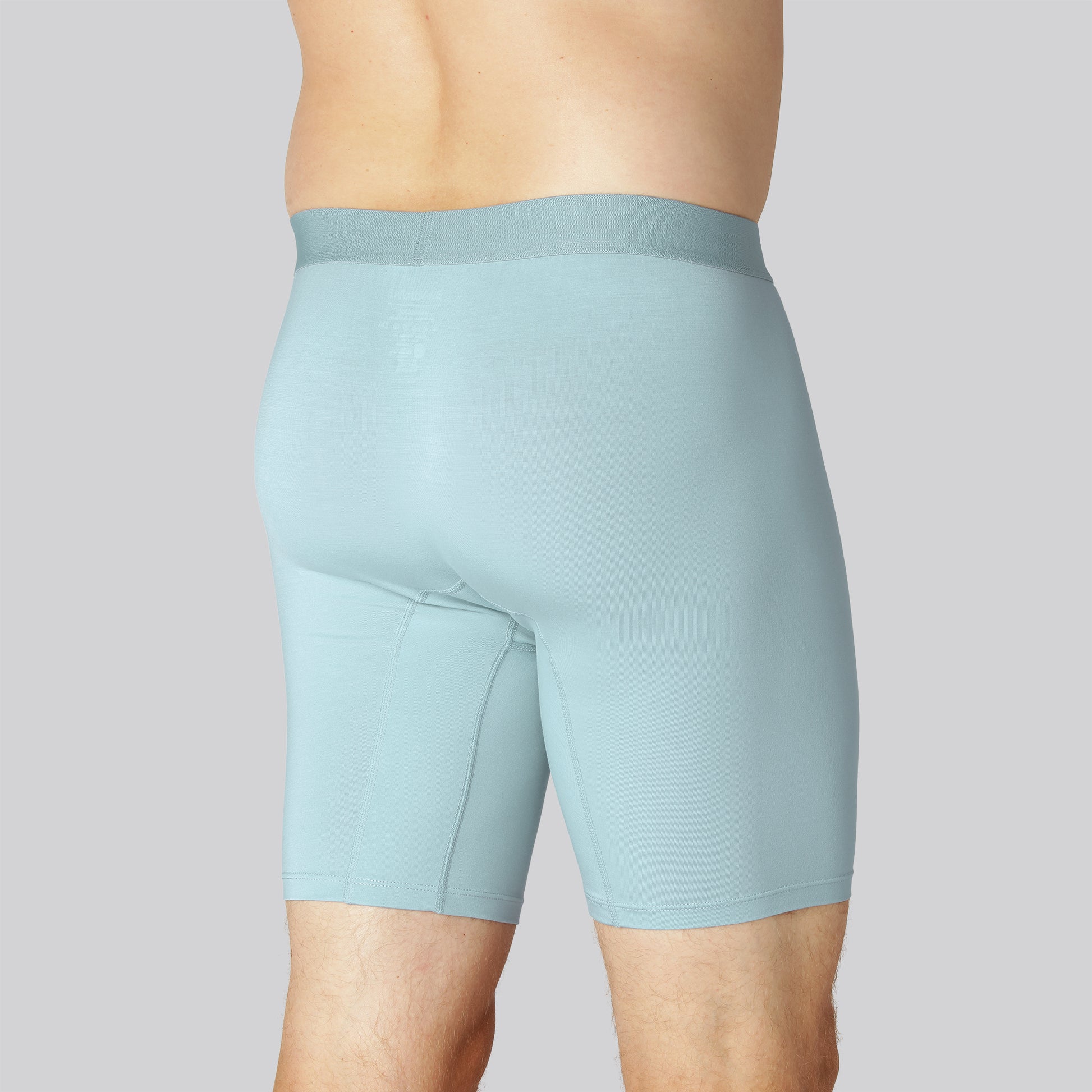 Bambuunderbyst med extra benlängd i ljusblått för män