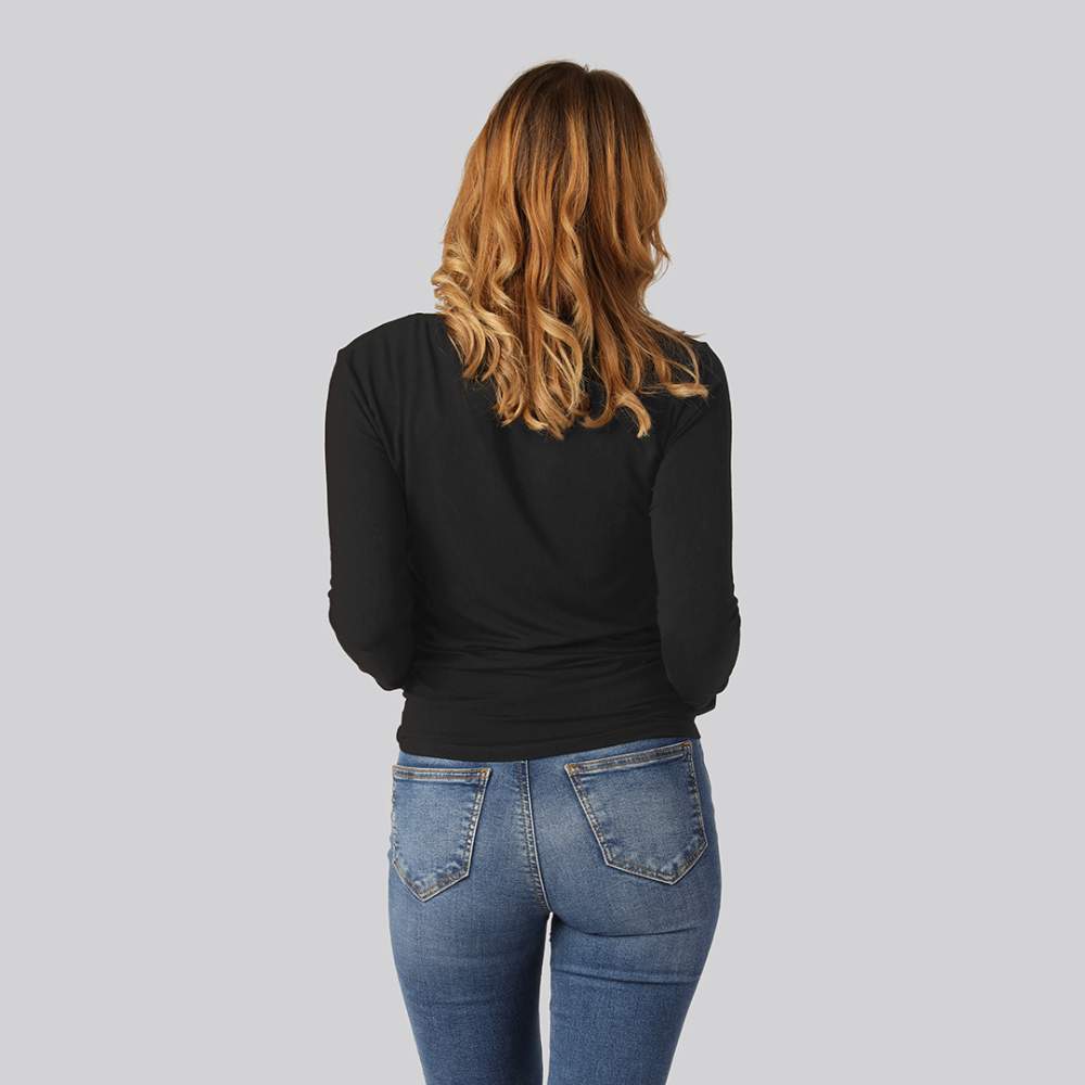 Svart långärmad t-shirt i bambu för kvinnor