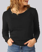 Svart långärmad t-shirt i bambu för kvinnor