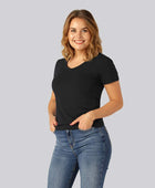 Svart bambu-t-shirt med v-ringning för kvinnor