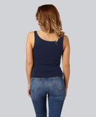 Marinblå damtopp i bambu med breda axelband