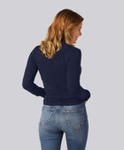 Marinblå polotröja i bambu för kvinnor