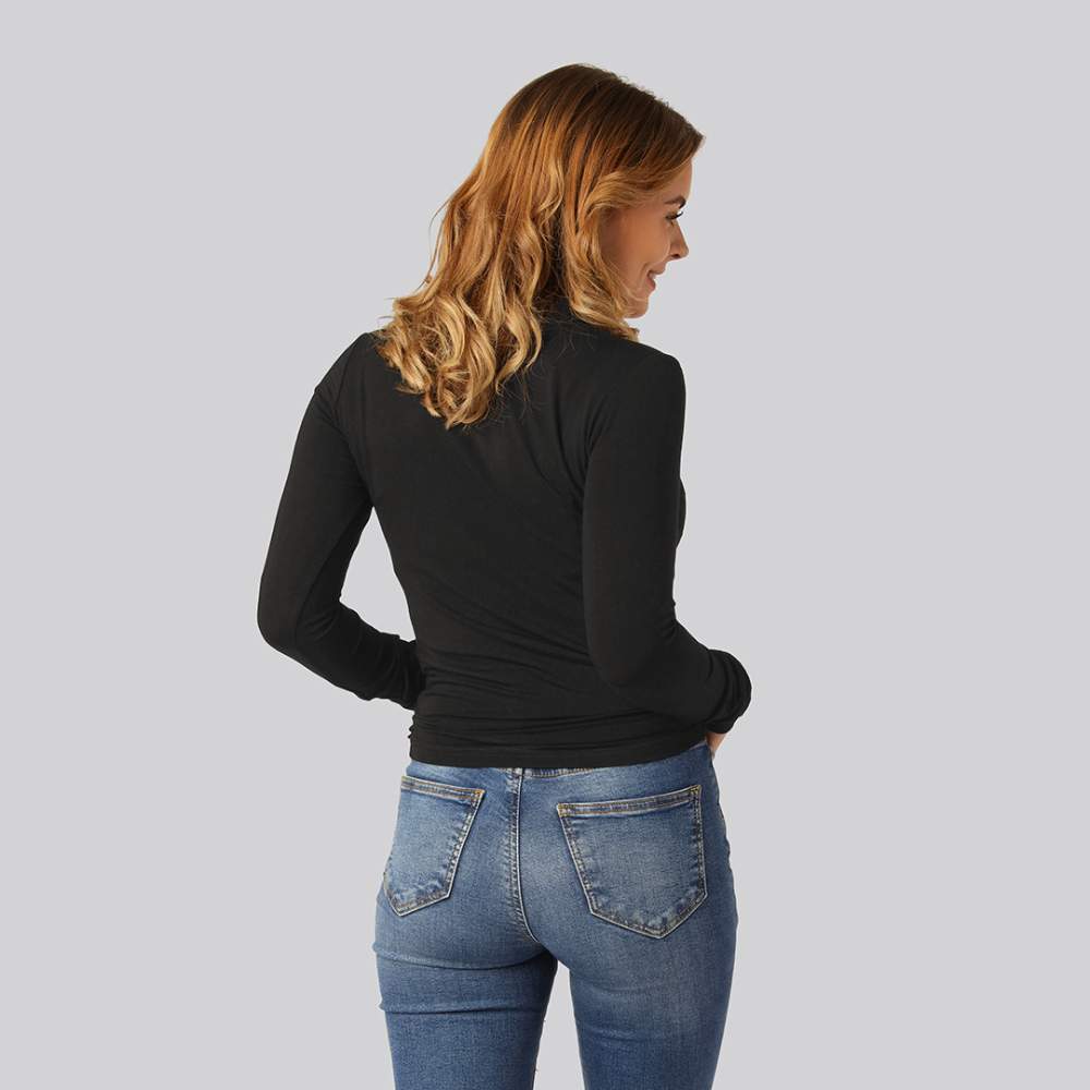 Svart polotröja i bambu för kvinnor