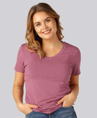 Bambu-t-shirt med V-ringning i dusty rose för damer