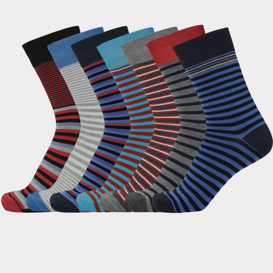 Bambuni 7-pack randiga strumpor för män