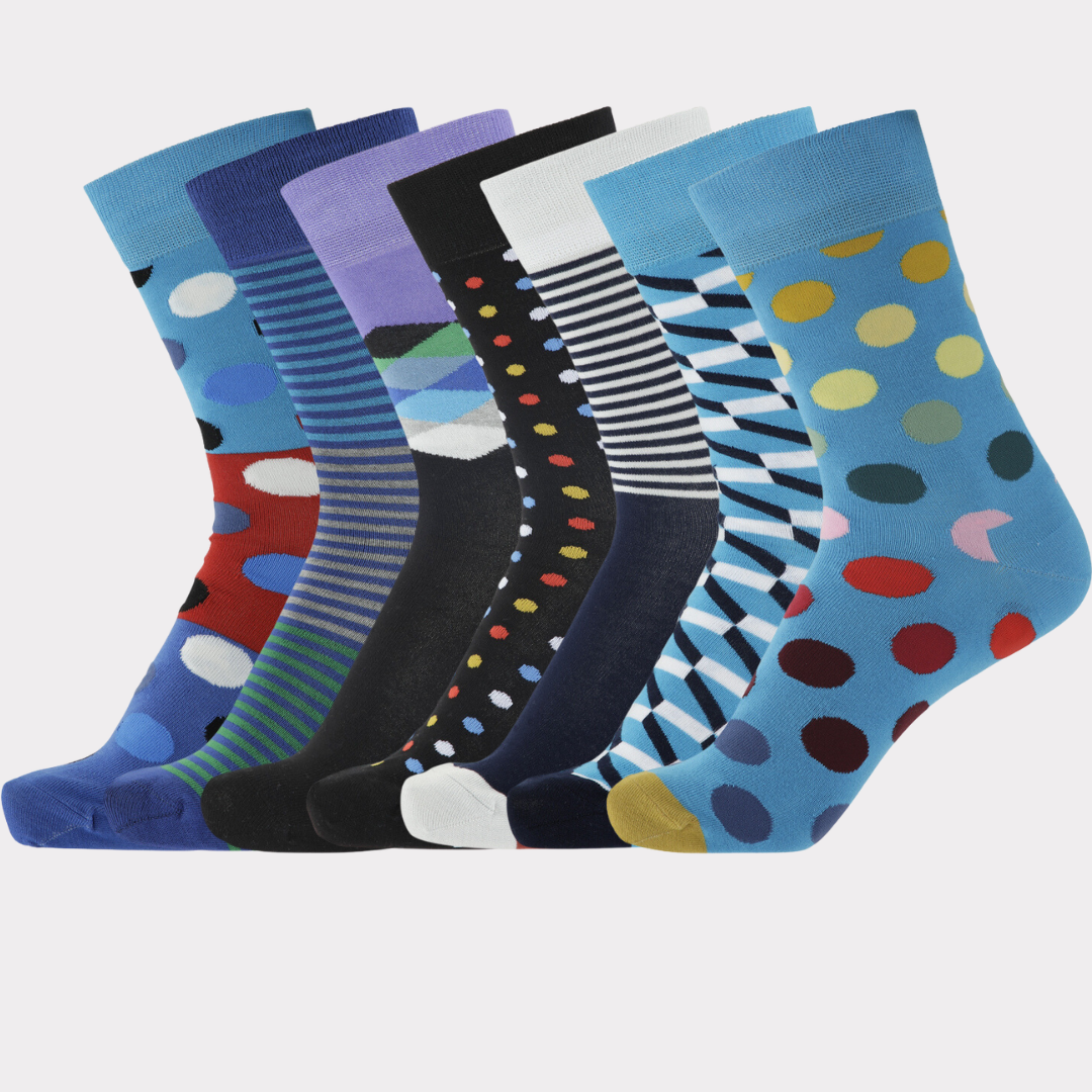 Bambuni 7-pack färgade strumpor för män