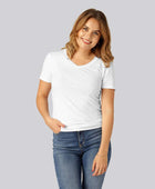 Vit bambu-t-shirt med v-ringning för kvinnor