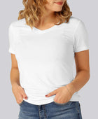 Vit bambu-t-shirt med v-ringning för kvinnor