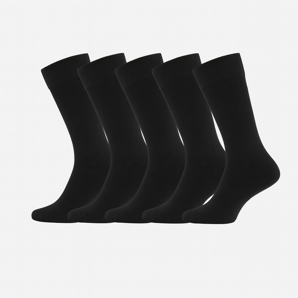 Svarta bambusockor utan resår för män, 5-pack