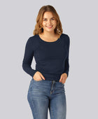 Marinblå långärmad t-shirt i bambu för kvinnor