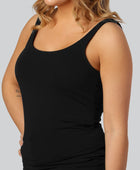 Svart damtopp i bambu med bred rem