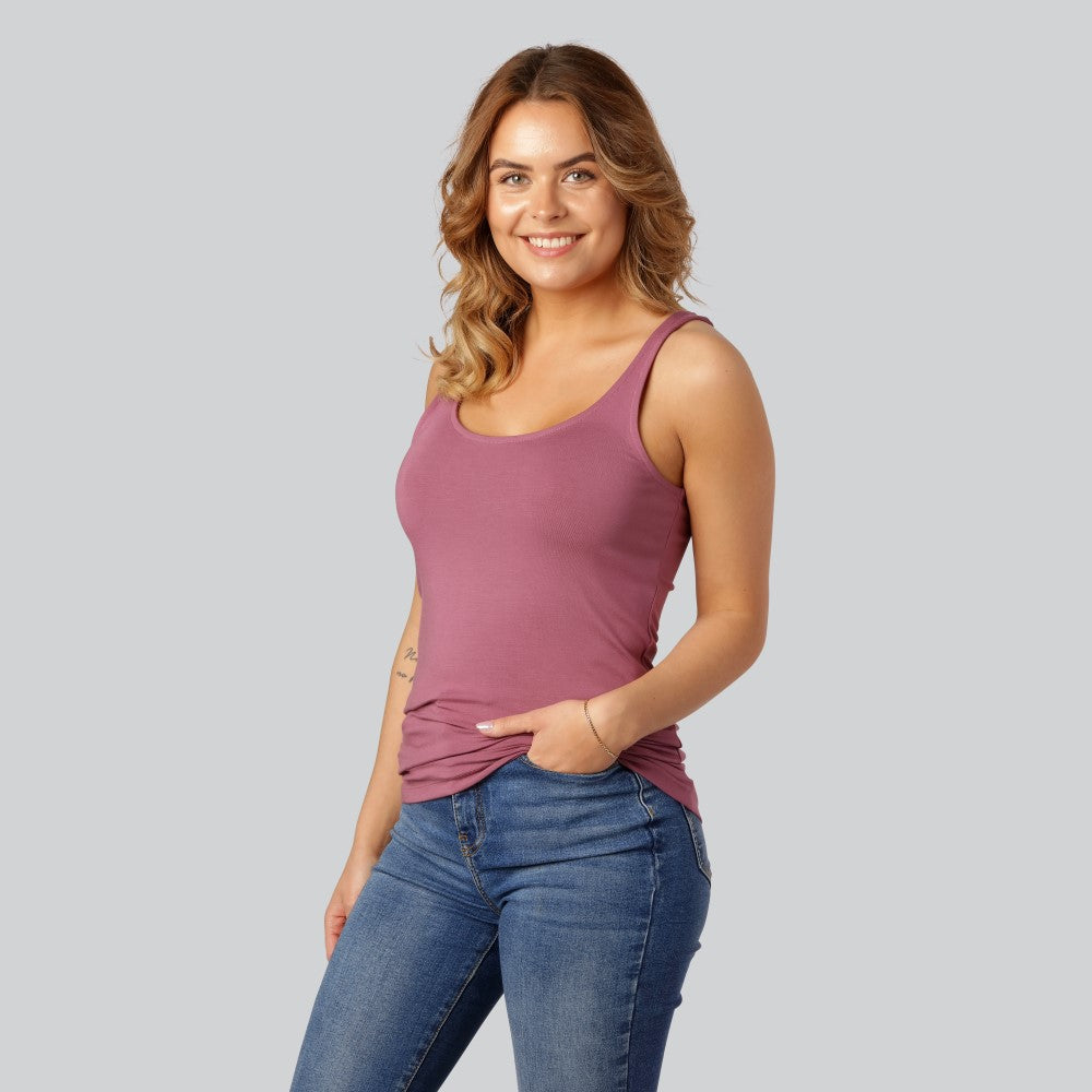 Damtopp i bambu i dusty rose med breda axelband