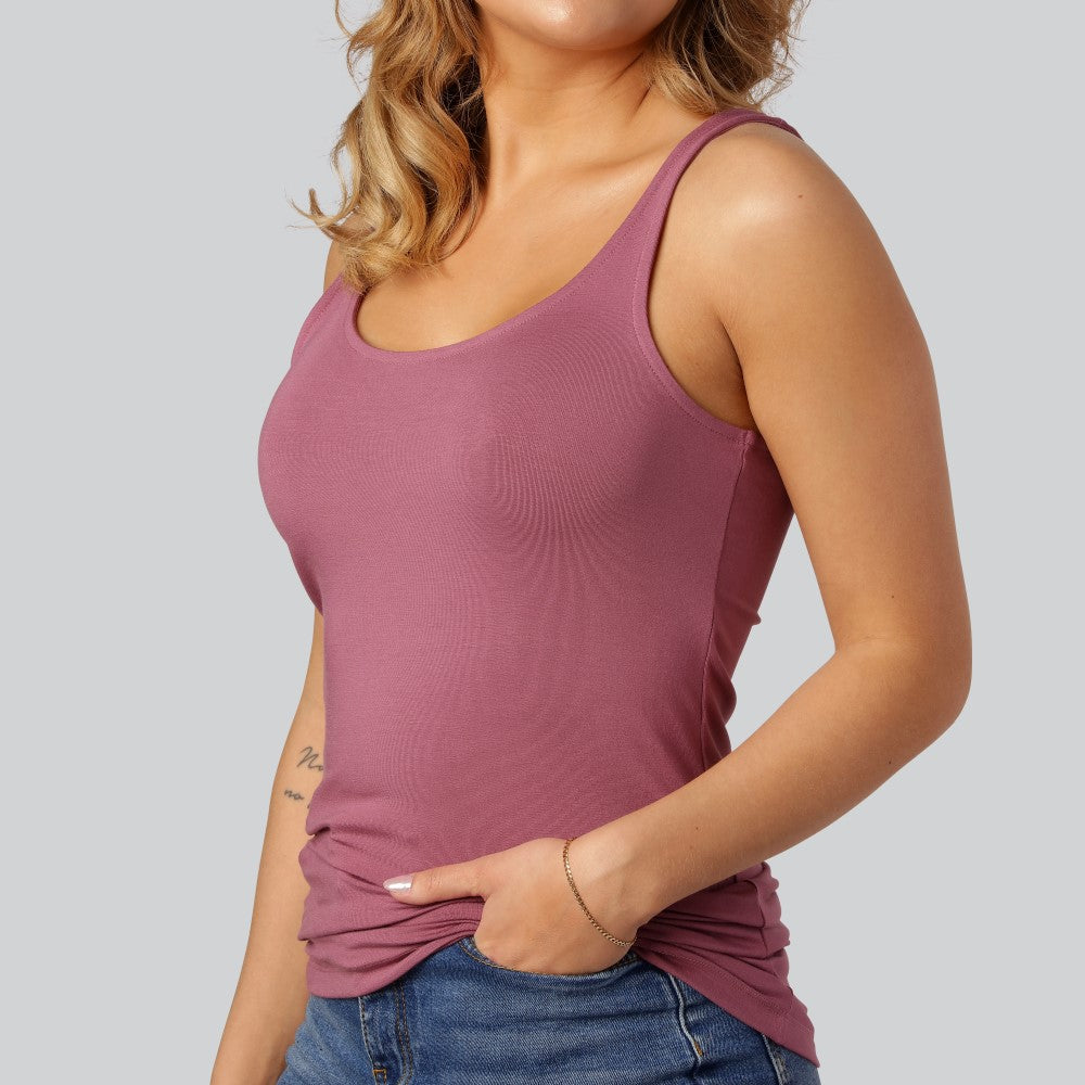 Damtopp i bambu i dusty rose med breda axelband