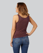 Damtopp i bordeauxröd bambu med breda axelband