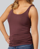 Damtopp i bordeauxröd bambu med breda axelband