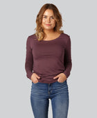 Damtröja med långärmad bambu i vinröd