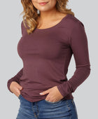 Damtröja med långärmad bambu i vinröd