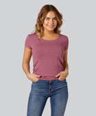 Bambu-t-shirt med O-ringning i dusty rose för damer