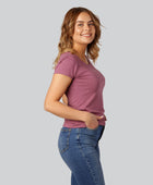 Bambu-t-shirt med O-ringning i dusty rose för damer