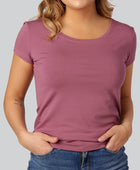 Bambu-t-shirt med O-ringning i dusty rose för damer