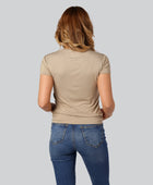 Beige bambu-t-shirt med O-ringning för damer