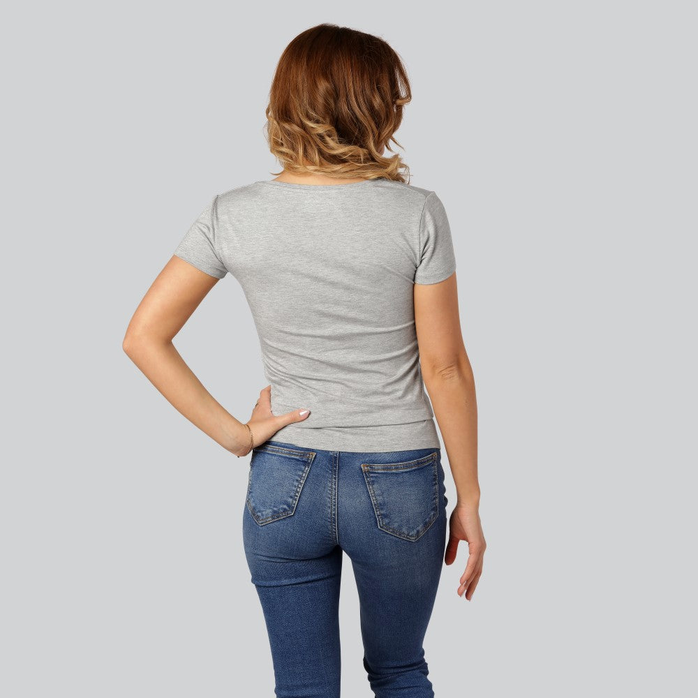 Bambu-t-shirt med O-ringning i grått för damer