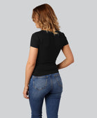 Svart bambu-t-shirt med O-ringning för kvinnor