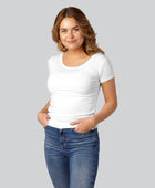 Vit bambu-t-shirt med O-ringning för kvinnor