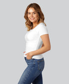 Vit bambu-t-shirt med O-ringning för kvinnor