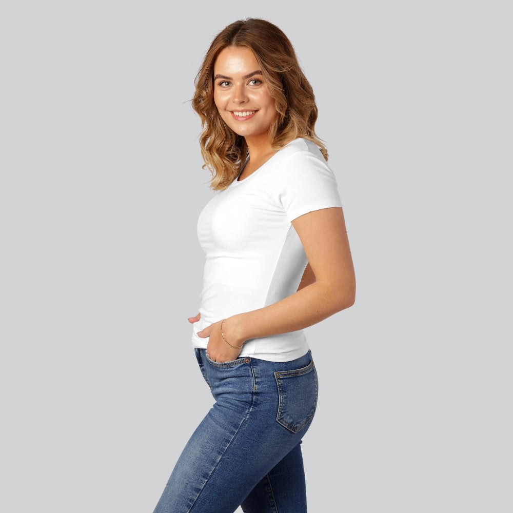 Vit bambu-t-shirt med O-ringning för kvinnor