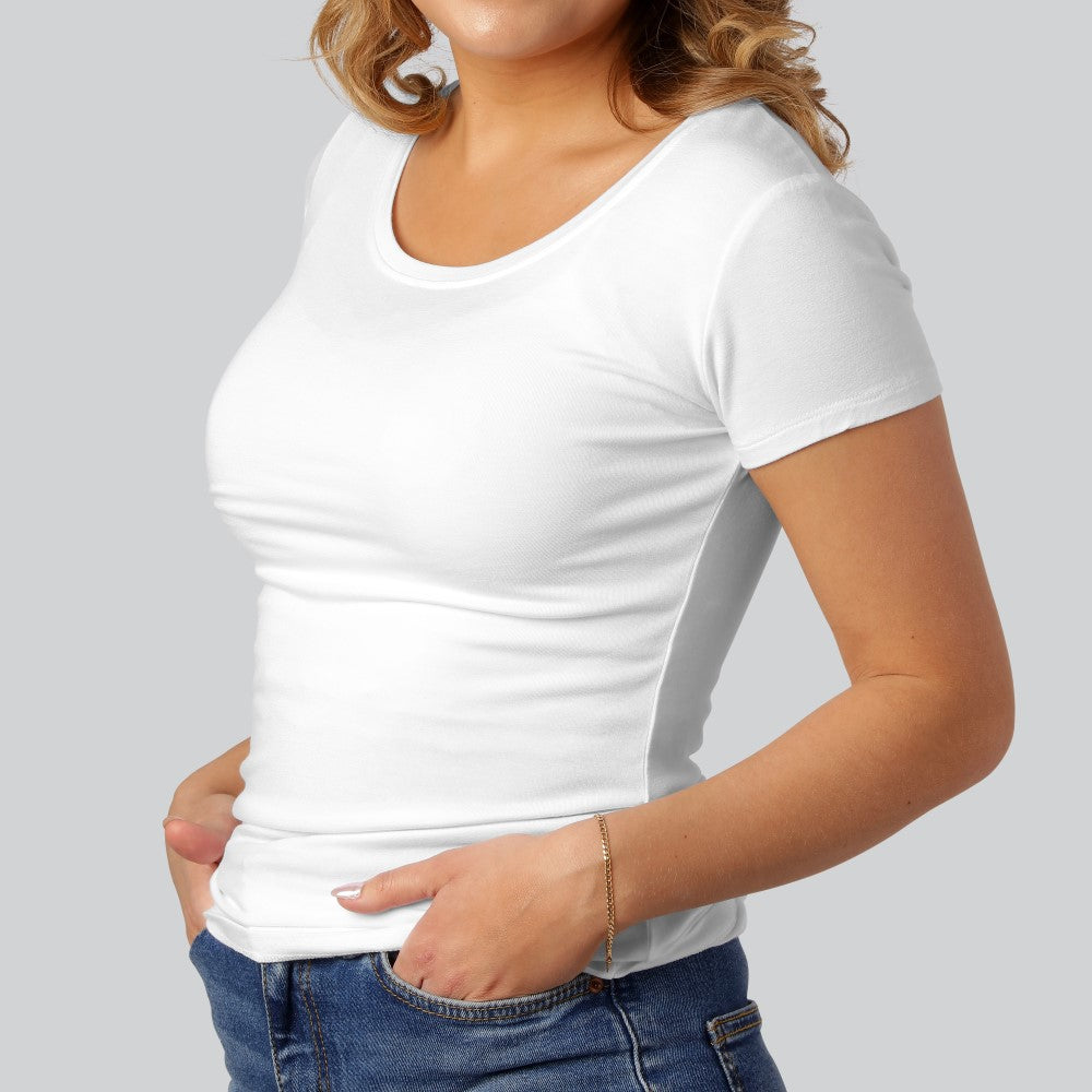 Vit bambu-t-shirt med O-ringning för kvinnor