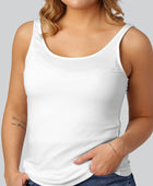 Vit damtopp i bambu med breda axelband