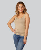 Beige bambutopp med breda axelband för dam