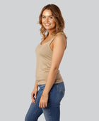 Beige bambutopp med breda axelband för dam