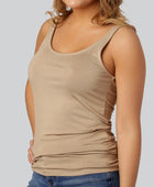 Beige bambutopp med breda axelband för dam