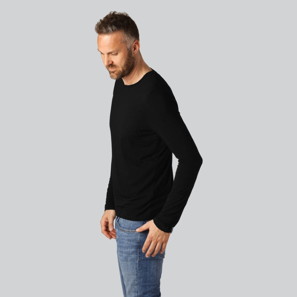 Svart långärmad t-shirt i bambu för män