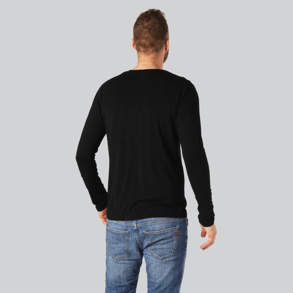 Svart långärmad t-shirt i bambu för män