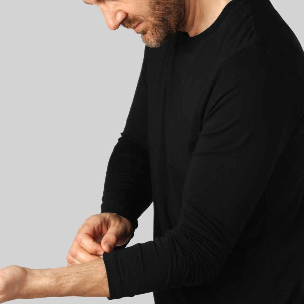 Svart långärmad t-shirt i bambu för män