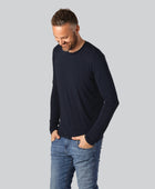 Marinblå långärmad t-shirt i bambu för män