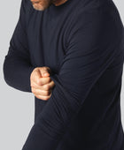 Marinblå långärmad t-shirt i bambu för män