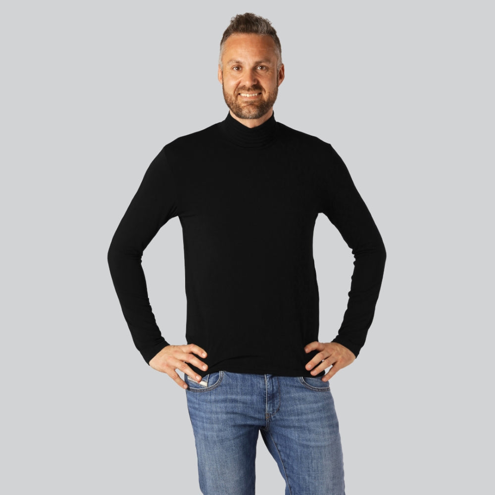 Svart polotröja i bambu för män