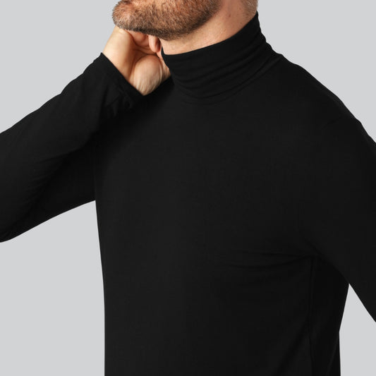 Svart polotröja i bambu för män